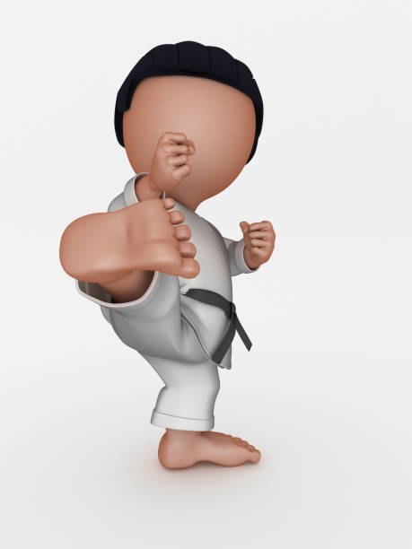 3d Render of Karate Martial Arts Cartoon Character