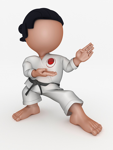 3d Render of Karate Martial Arts Cartoon Character