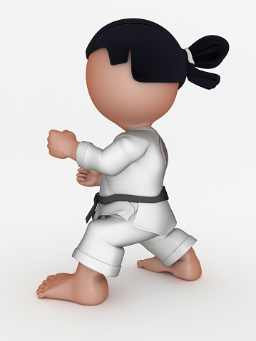 3d Render of Karate Martial Arts Cartoon Character