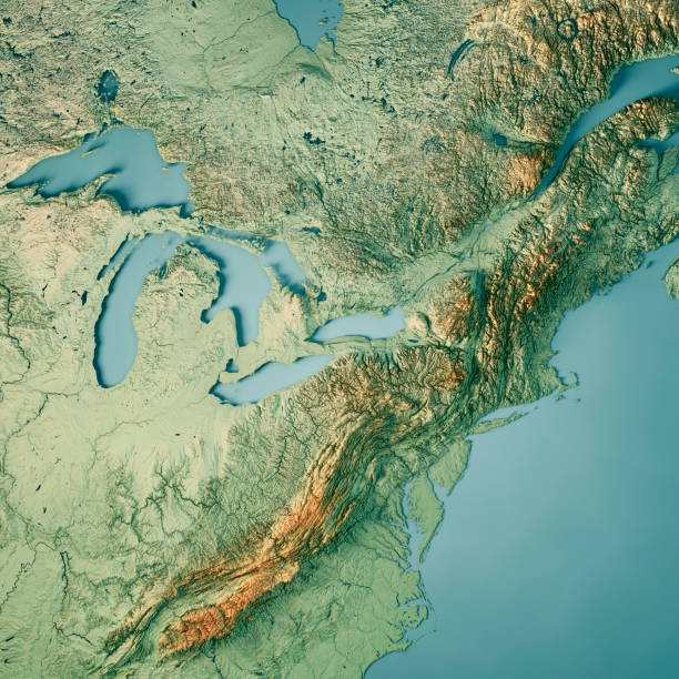 istock North East Region USA 3D Render Topographic Map Color 1263554566