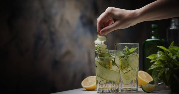 istock Cucumber, mint and basil gin tonic 1263556389