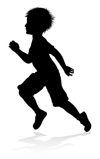 A high quality detailed silhouette of kid or child