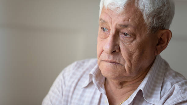 istock Upset elderly man look in distance thinking 1263560206