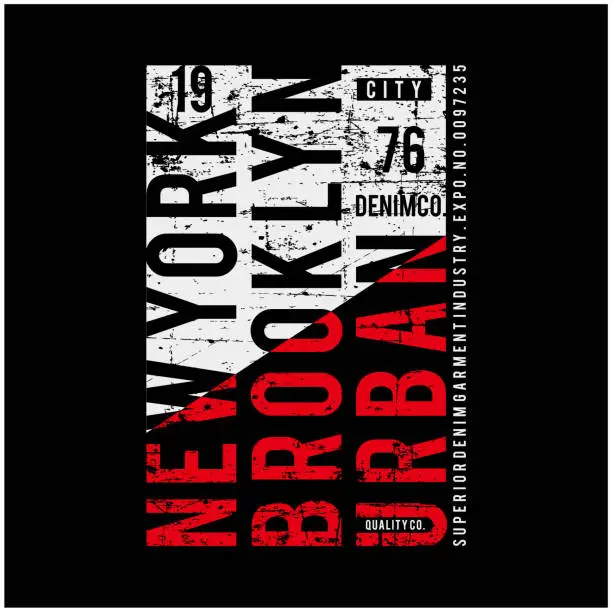 Vector illustration of Vector illustration on the theme of New York Brooklyn. Vintage design. Grunge background. Number sport typography, t-shirt graphics, print, poster, banner, flyer, postcard