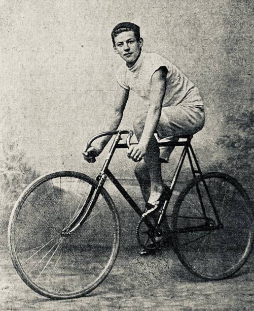 istock Cyclist Willy Arend, Hannover, sitting on his bicycle, side view 1263563208