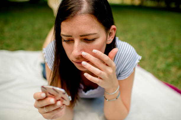 istock Caucasian young woman with a nose piercing. 1263563295