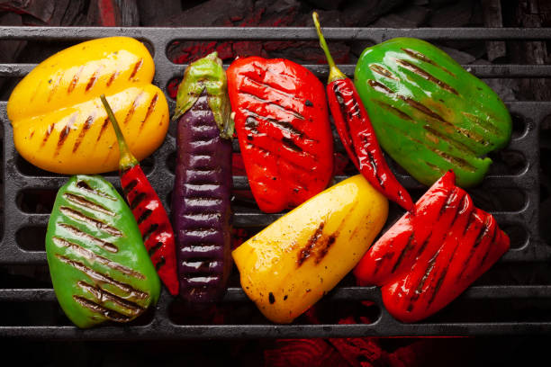 istock Grilled vegetables cooking on grill 1263564979