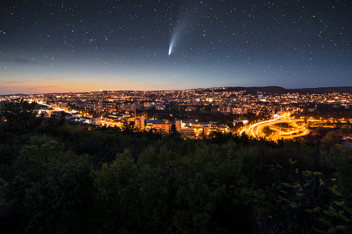 Comet Neowise over the city of Veliko Tarnovo