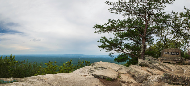 Delta, Alabama/USA- July 12, 2020:  Panoramic view of Bald Rock and the valley below in Cheaha State Park.