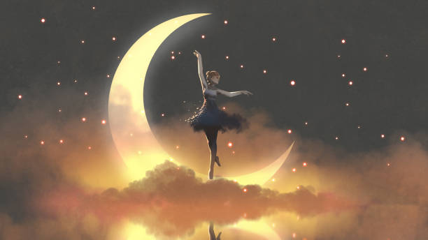 ilustrações, clipart, desenhos animados e ícones de bailarina da lua crescente - ballet dancer