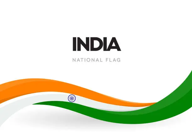 Vector illustration of Indian waving flag banner. India independence day poster. The 15th of August annual celebration. National holiday vector illustration.