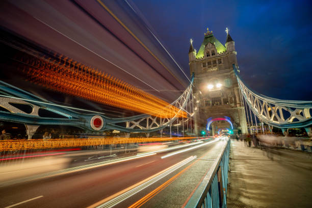 istock Tower Bridge and traffic light at twilight in London, UK 1263571399