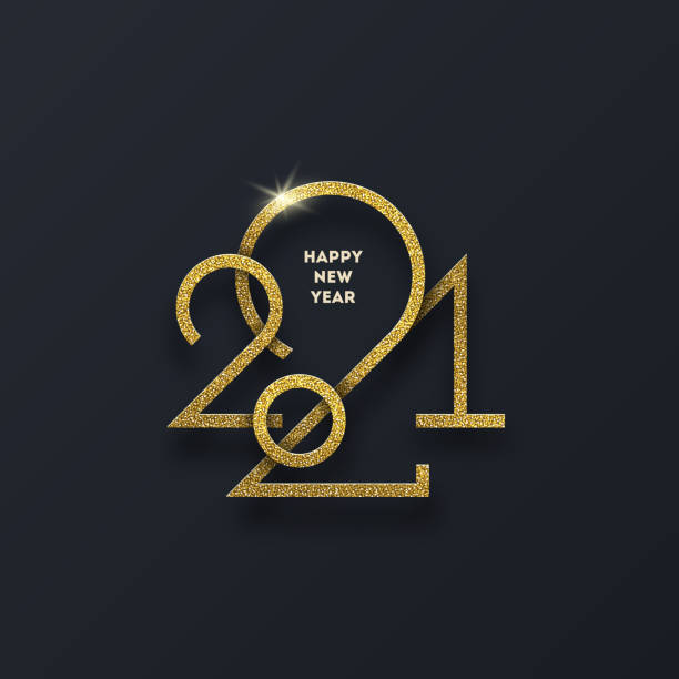 Golden 2021 New Year logo. New year glitter gold sign, Holiday greeting card. Vector illustration. Holiday design for greeting card, invitation, calendar, etc. Golden 2021 New Year logo. New year glitter gold sign, Holiday greeting card. Vector illustration. Holiday design for greeting card, invitation, calendar, etc. 2021 stock illustrations