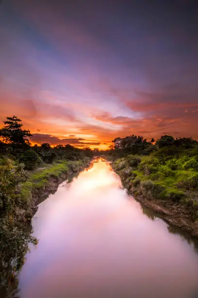 Sunset Moment at Bekasi River, Bekasi City, West Java
