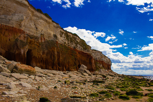 Red and white cliffs at the Hunstanton Beach, Norfolk, England