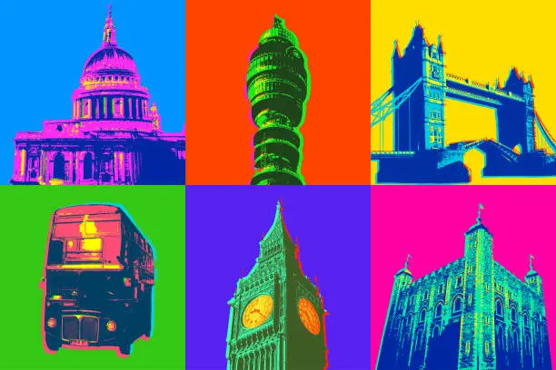 Vector illustration of London Buildings and Icons