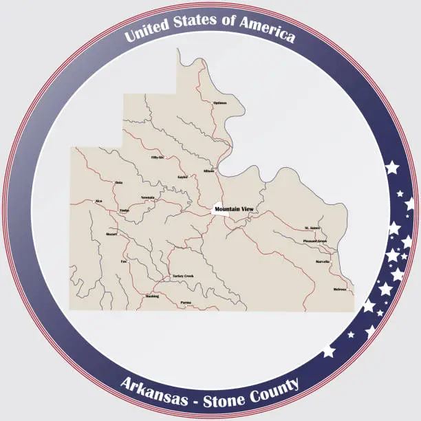 Vector illustration of Map of Stone County in Arkansas