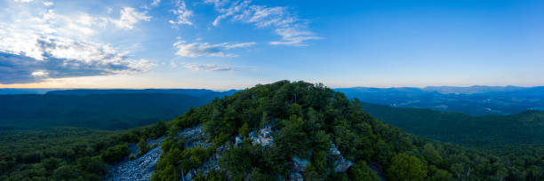 Duncan Knob - Massanutten Range, VA - Aerial An aerial panorama of Duncan Knob and the Massanutten Range, located in the George Washington National Forest, in Page County Virginia. george washington national forest stock pictures, royalty-free photos & images