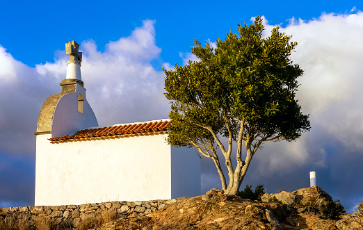 Ermita San Isidro in Alajero, La Gomera, Canary Islands / Spain. Back view.