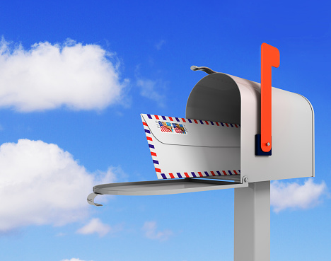 Mailbox over blue sky