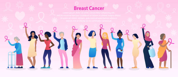 во всем мире женщины. борьба с раком молочной железы. месячная кампания по борьбе с раком. международная солидарность. розовая лента. у женщ� - breast cancer pink ribbon alertness stock illustrations