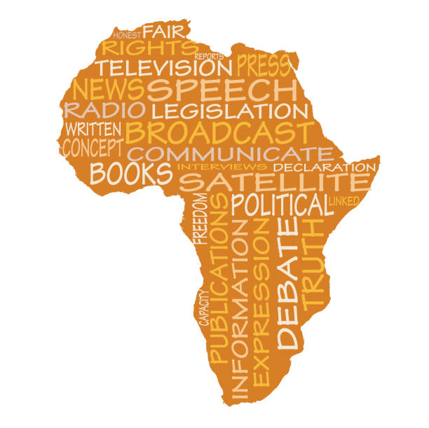 istock Africa map with words relating to freedom of speech 1263616462