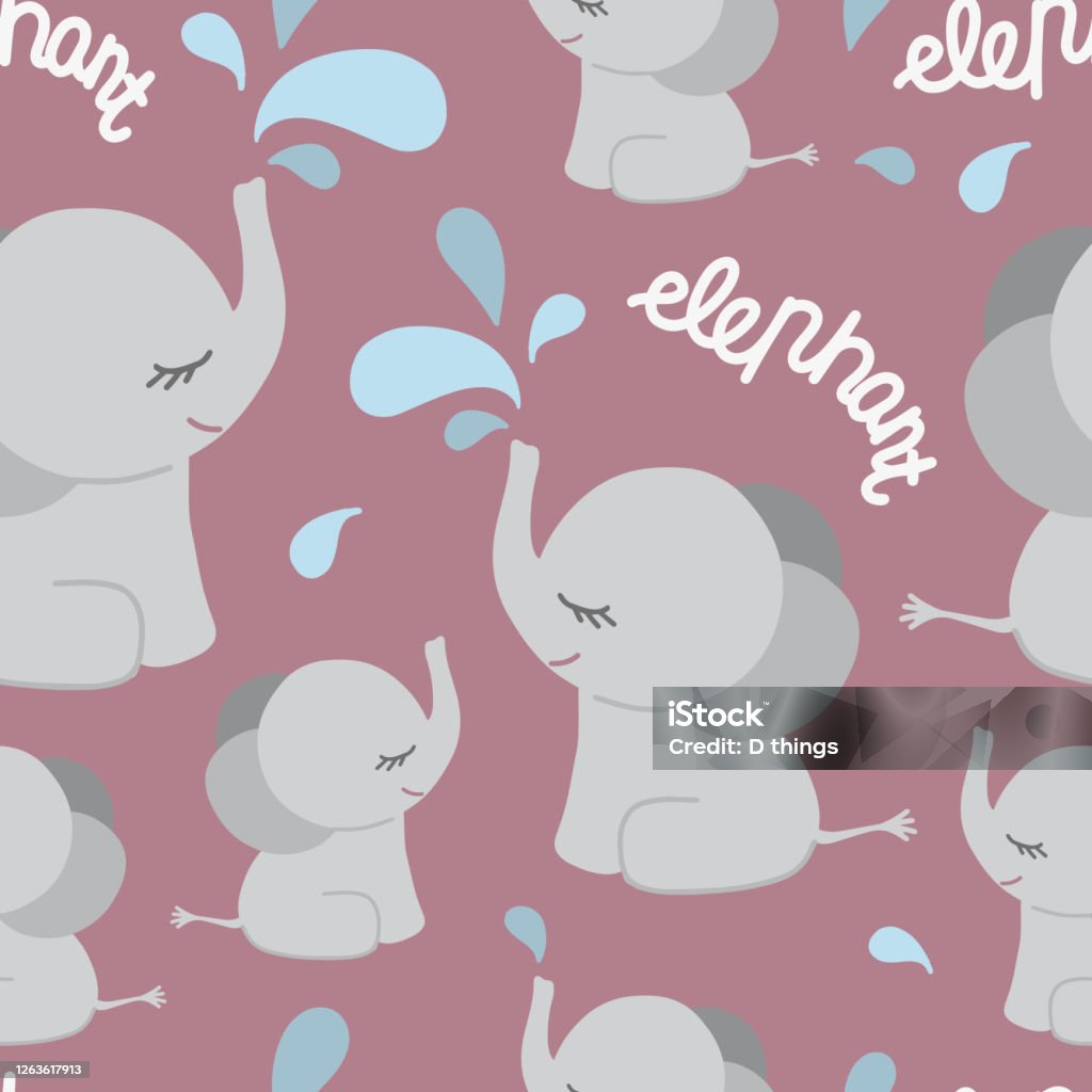Seamless Pattern On The Theme Of World Elephant Day On August 12 Stock