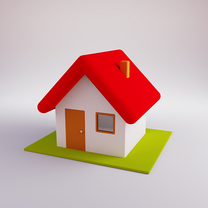 3d house icon on white background (square format)