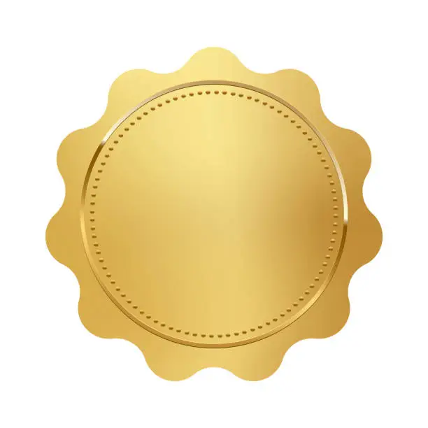 Vector illustration of Golden stamp isolated on white background. Luxury seal. Vector design element.
