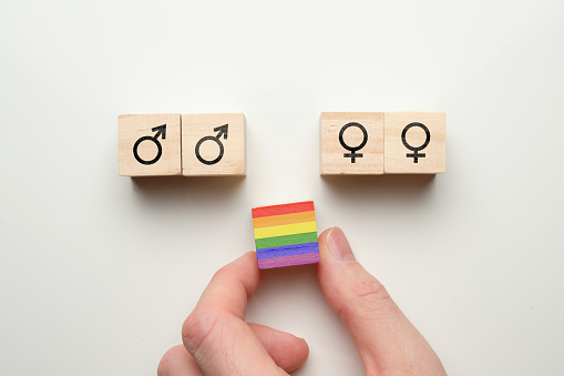 Lesbian and Gay Community LGBT Concept on Wooden Cubes.