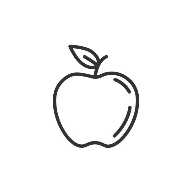 アップルラインアイコン栄養ベクターフラットフルーツ。アップルストロークのアウトラインアイコンイラストのロゴ - apple outline red vector点のイラスト素材／クリップアート素材／マンガ素材／アイコン素材