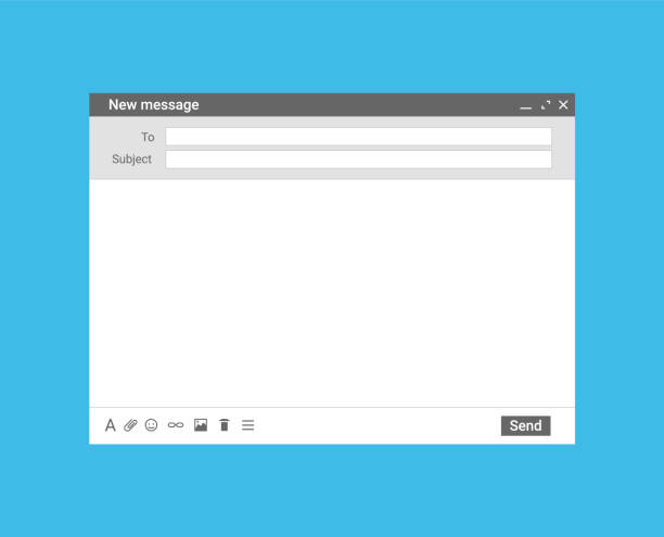 e-mail-vorlage mail-mockup-fenster-browser. leerer bildschirm gmail-vorlage nachricht ui-schnittstelle - gmail stock-grafiken, -clipart, -cartoons und -symbole