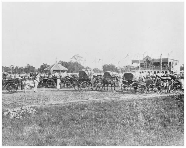 istock Antique black and white photograph: Hanoi Race track 1263627356