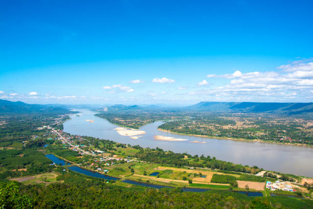 Beautiful landscape of view Point mekong River Thai-Laos border at Wat Pha Tak Suea in Nong Khai province,Thailand. Beautiful landscape of view Point mekong River Thai-Laos border at Wat Pha Tak Suea in Nong Khai province,Thailand. nong khai stock pictures, royalty-free photos & images