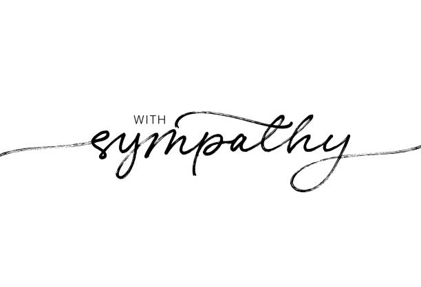 With sympathy ink brush vector lettering. Modern phrase handwritten vector calligraphy. With sympathy ink brush vector lettering. Modern phrase handwritten vector calligraphy. Black paint lettering isolated on white background. Postcard, greeting card, t shirt decorative print. compassion stock illustrations