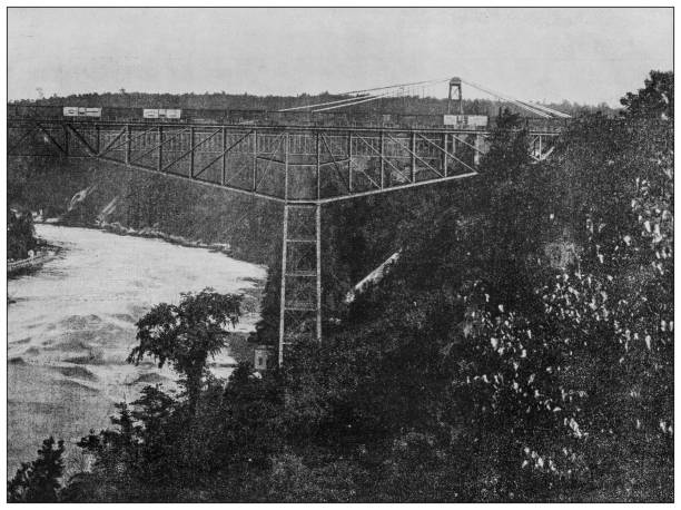 istock Antique black and white photograph: Niagara suspension bridge 1263631254