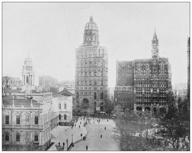 istock Antique black and white photograph: New York, Press Hotel 1263633401