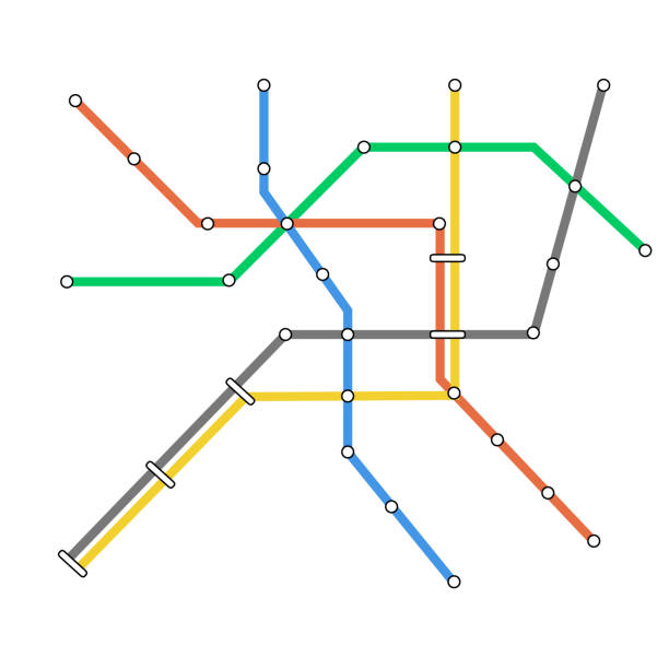 illustrazioni stock, clip art, cartoni animati e icone di tendenza di mappa della metropolitana omnicanale della metropolitana. mappa della linea ferroviaria sotterranea del tubo omnicanale - london underground