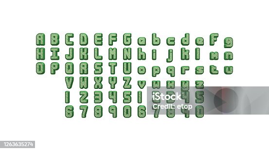 istock Full set of English letters in 3D illustrations separated to two sides for matching perspectives, lightings and shadows for realistic combinations on white background 1263635274