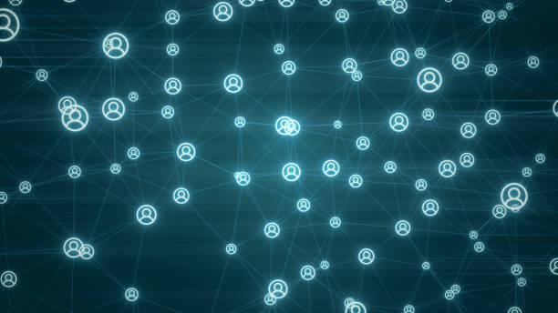 istock Connecting people on the internet, nodes transforming. Social network connections 3d illustration 1263637180
