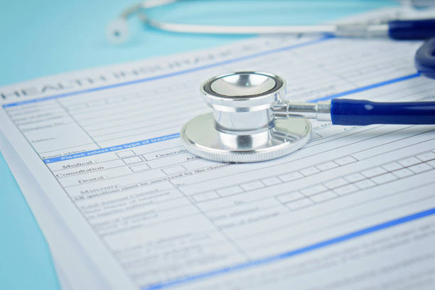 istock Health insurance form with stethoscope Medical Form 1263637498