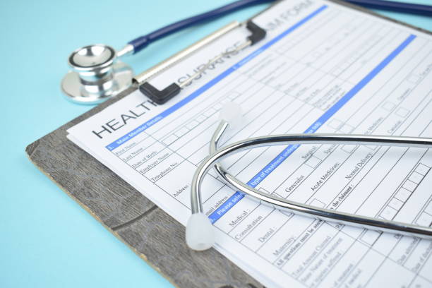 istock Health insurance form with stethoscope Medical Form 1263637757
