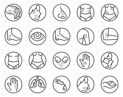 Skin allergy icon set , vector illustration