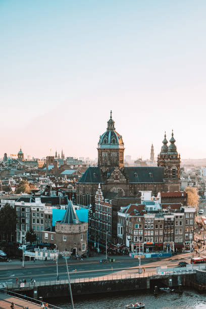 istock Amsterdam cityscape - View over the cathedral and old town 1263640432