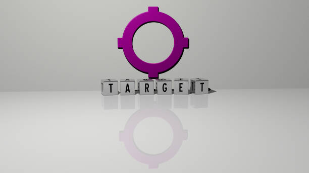 istock 3D illustration of target graphics and text made by metallic dice letters for the related meanings of the concept and presentations. business and icon 1263640813