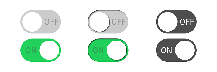 Turn Buttons Inactive Toggle Vector Switch Slider Button On Off Mobile Phone Ui Interface ...