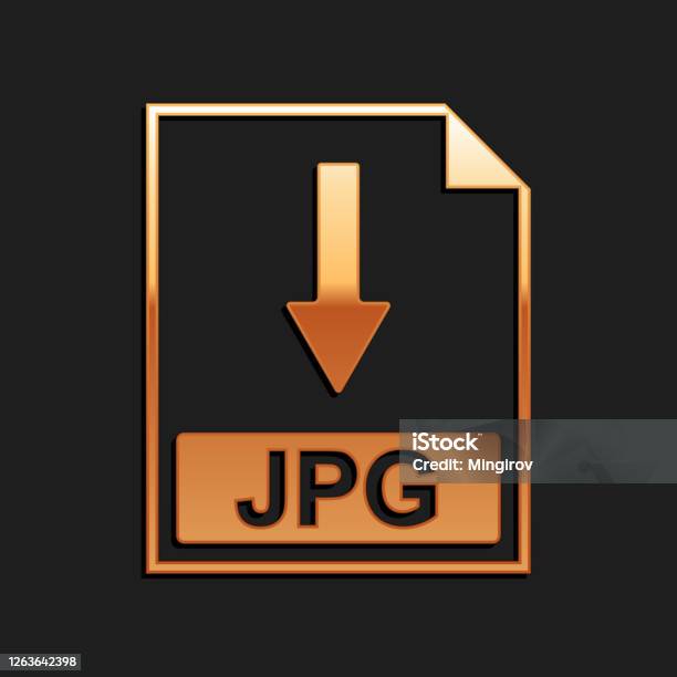 Gold Jpg File Document Icon Download Jpg Button Icon Isolated On Black Background Long Shadow Style Vector Stock Illustration - Download Image Now