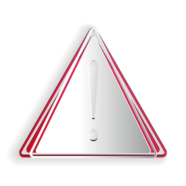 istock Paper cut Exclamation mark in triangle icon isolated on white background. Hazard warning sign, careful, attention, danger warning important sign. Paper art style. Vector 1263644988