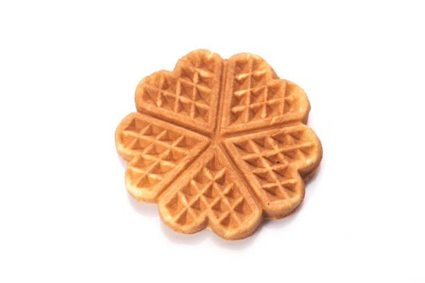 istock Freshly baked waffles isolated on white background 1263648185