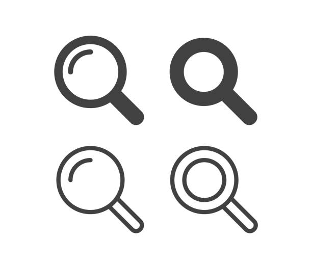 lupe - illustration icons - magnifying glass stock-grafiken, -clipart, -cartoons und -symbole